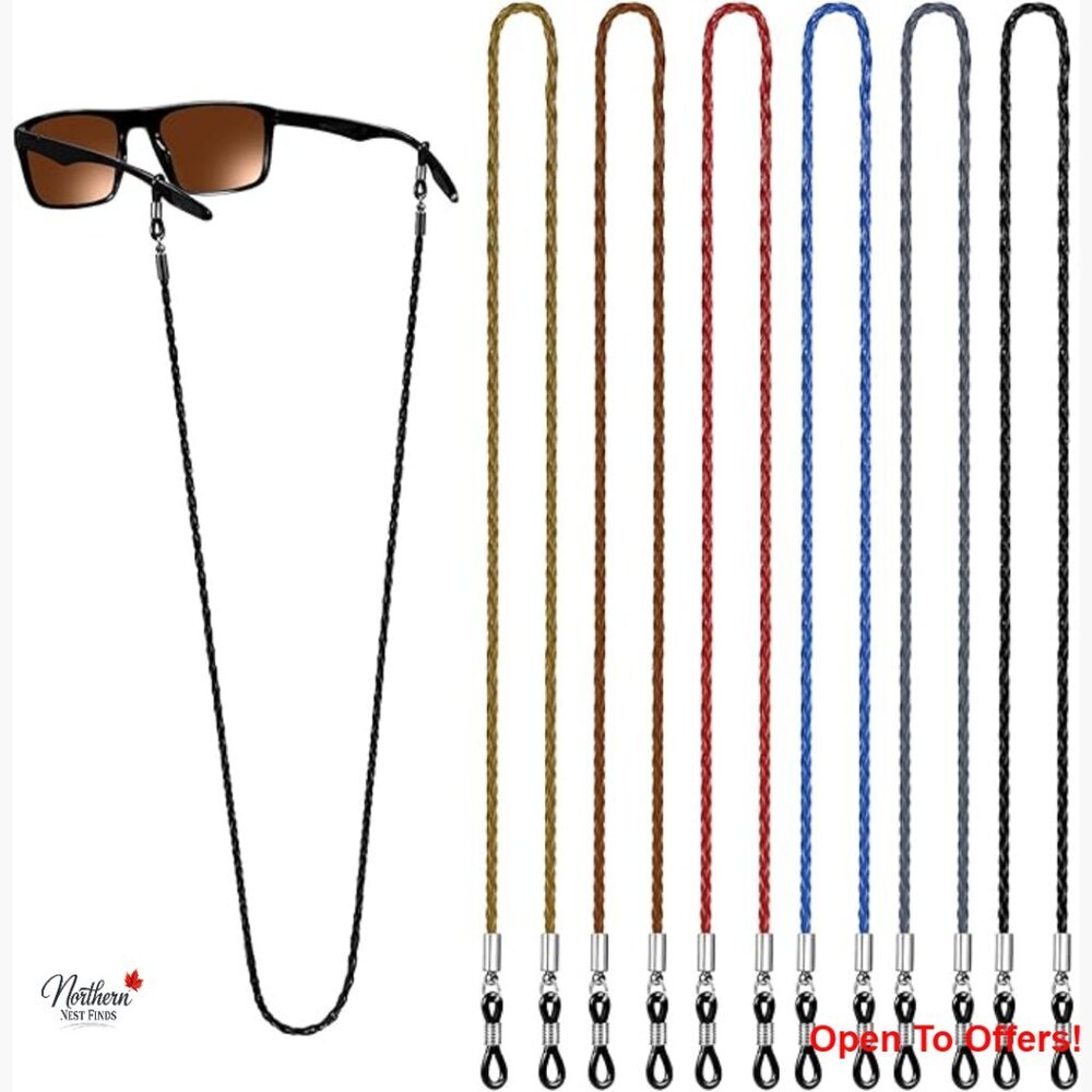 Faux Leather Glasses Strap Set of 6 Eyewear Holder Chains